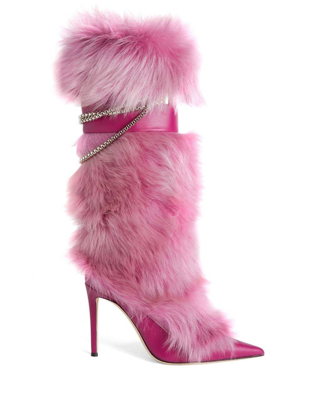 Women's Pink Pointed-Toe High-Heel Boots