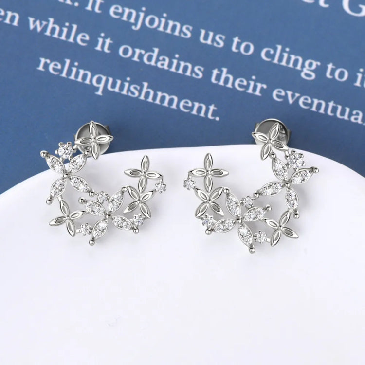 Lucky Clover Moissanite Earrings in 925 Sterling Silver