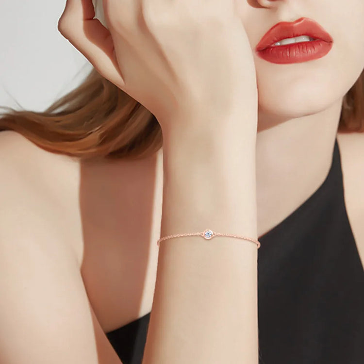 Moissanite Sterling Silver Bracelet – 16.5 cm + 5 cm Extension