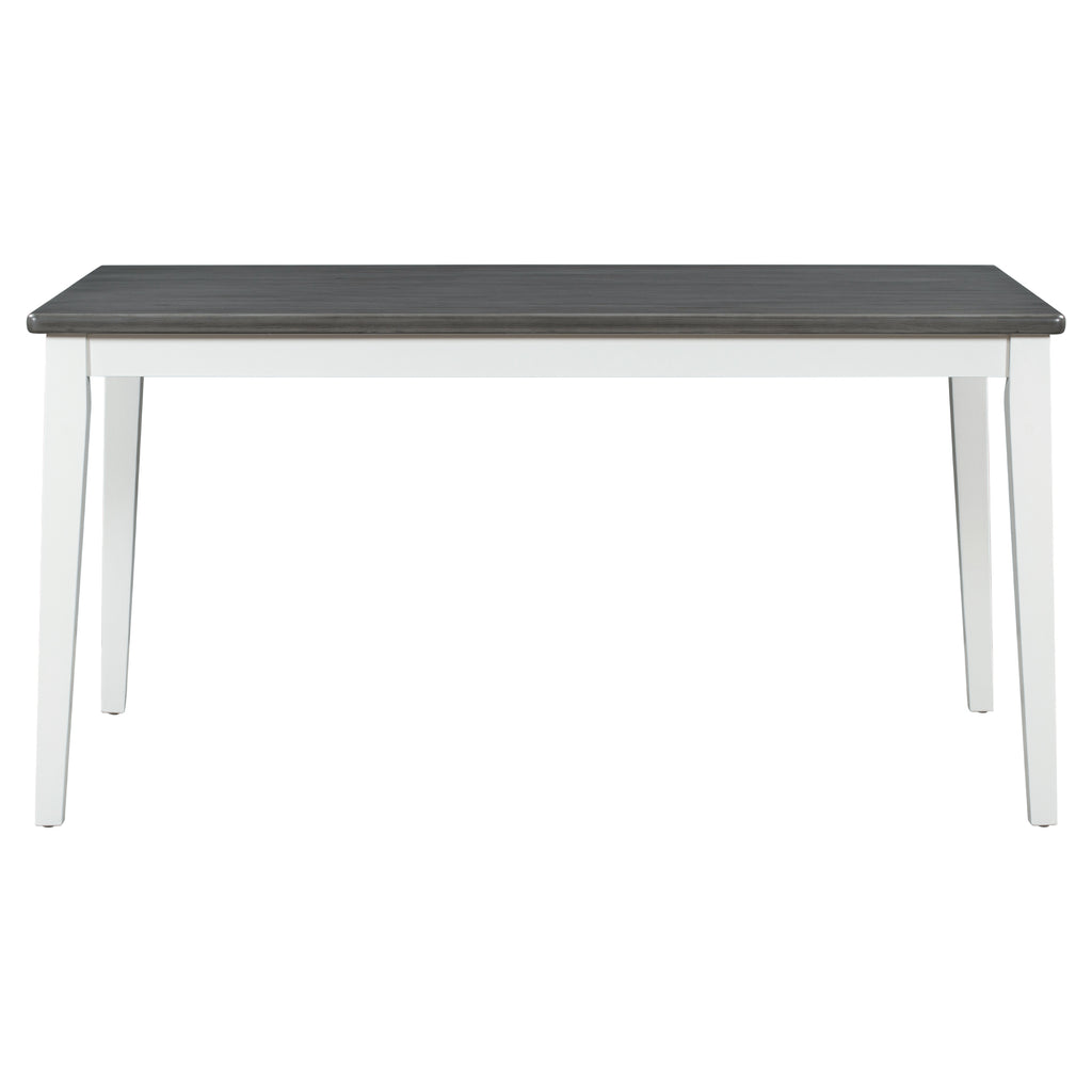 TREXM 6-Piece Dining Set with Table, 4 Chairs & Bench, White & Gray