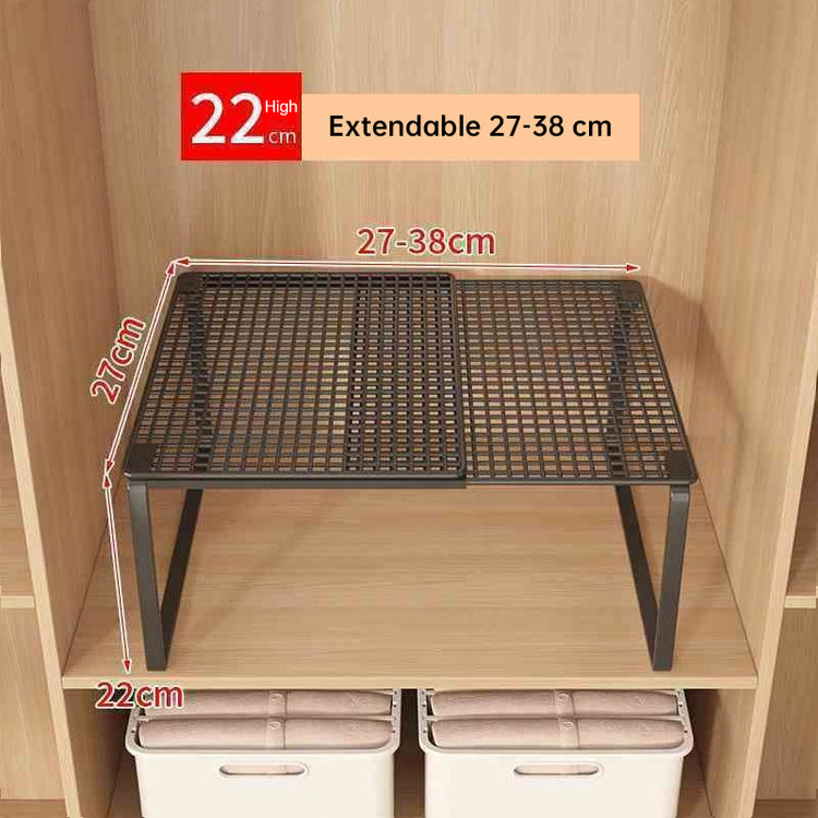 1PC Heavy-Duty Adjustable Closet Shelf Organizer – Height-Adjustable Vertical Storage Rack, Retractable Space-Saving