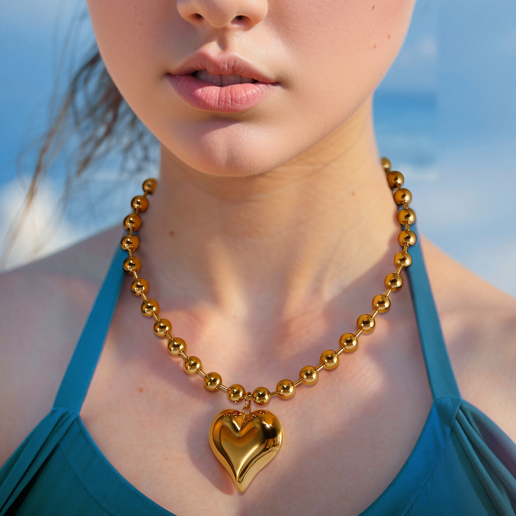 Heart & Bead Stainless Steel Jewelry – Necklace or Bracelet