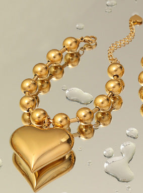 Heart & Bead Stainless Steel Jewelry – Necklace or Bracelet