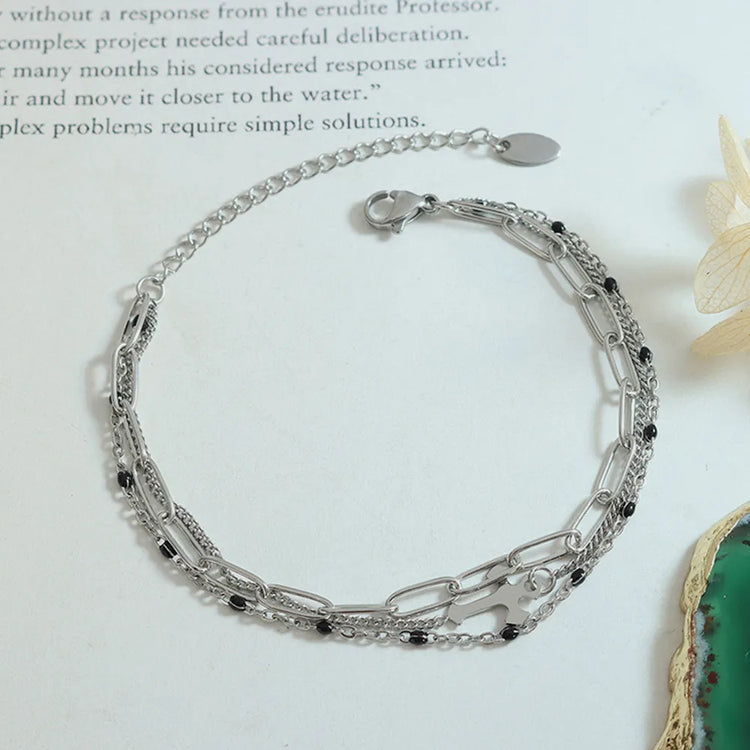 Three-Layer Titanium Steel Bracelet – Silver, Gold or Rose Gold