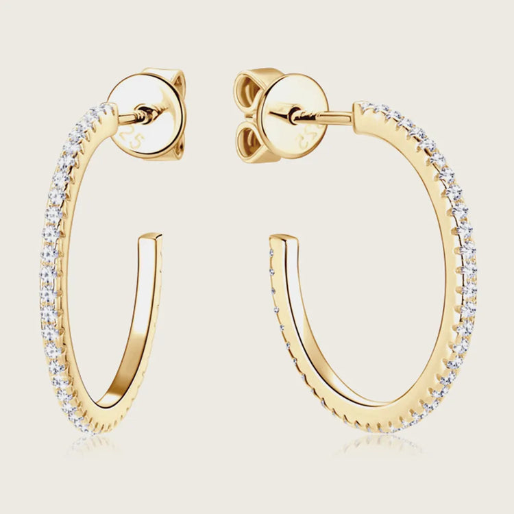 Moissanite Sterling Silver C-Hoop Earring – 19.3 mm, Single