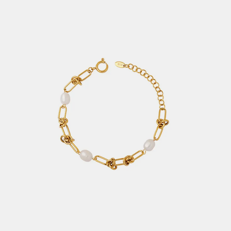 Freshwater Pearl & Titanium Steel Bracelet – 20 cm + 5 cm Extension
