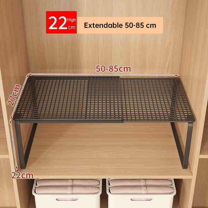 1PC Heavy-Duty Adjustable Closet Shelf Organizer – Height-Adjustable Vertical Storage Rack, Retractable Space-Saving