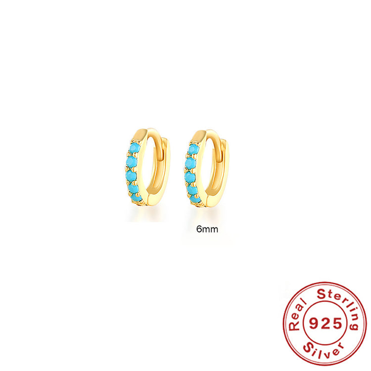 Round Stud Earrings in 925 Sterling Silver – Multiple Colors & Sizes