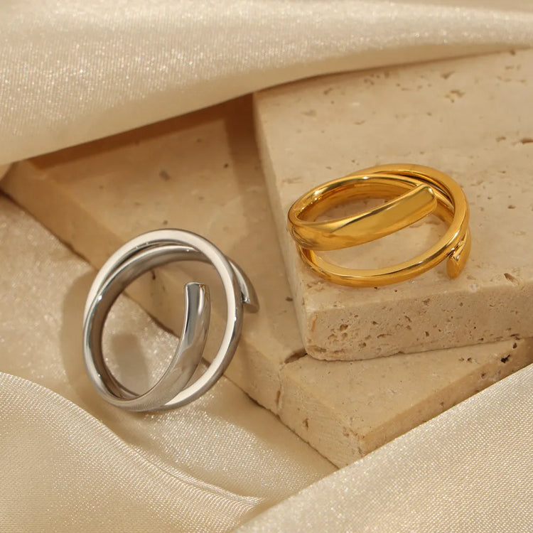 Layered Wrap Titanium Steel Ring – Gold or Silver Tone