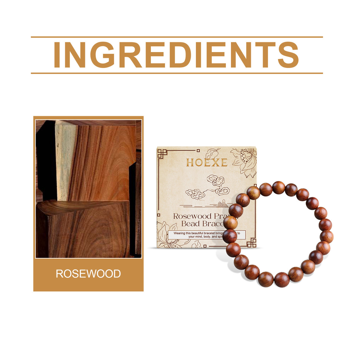 Rosewood Beaded Bracelet | Unisex Natural Wood