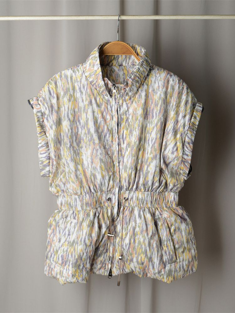 New Women's Color Print Jacket Coat Ladies Detachable Long Sleeve Slim Waist Zipper Outwear Fashion for Autumn Winter