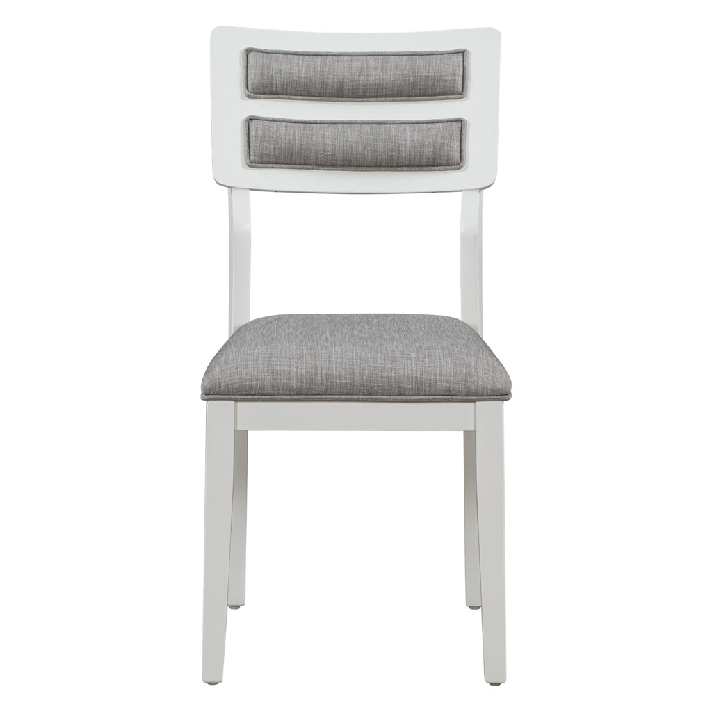 TREXM 6-Piece Dining Set with Table, 4 Chairs & Bench, White & Gray