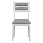 TREXM 6-Piece Dining Set with Table, 4 Chairs & Bench, White & Gray