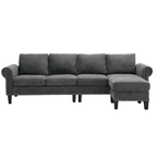 Convertible Sectional Sofa with Storage,L-shaped sofa Modern Linen Fabric Sectional Couches for Living Room,Gray