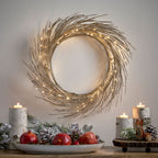 24-Inch Champagne Paper Wreath with LED Lights & Timer