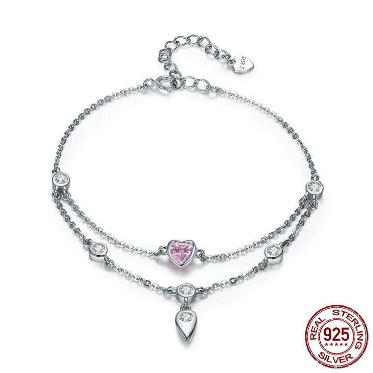 Sweetheart Zircon Bracelet in Platinum-Plated Sterling Silver