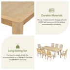 TOPMAX Extendable 84" Dining Table Set with 8 Upholstered Chairs, 9-Piece, Beige Brown