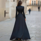 Women's Black Two-Piece Long-Sleeve Dress Set