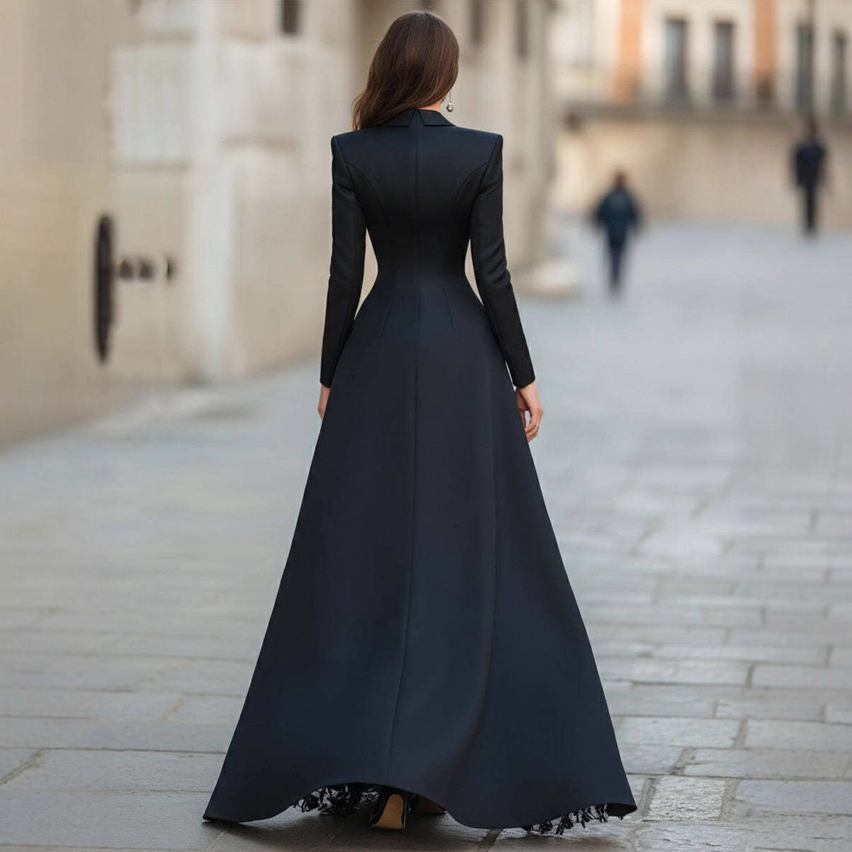 Women's Black Two-Piece Long-Sleeve Dress Set