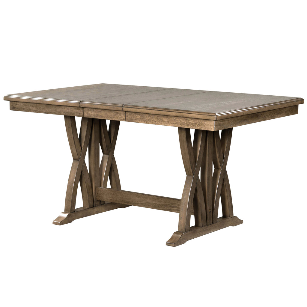TOPMAX 7-Piece Extendable Dining Set, Golden Brown & Gray