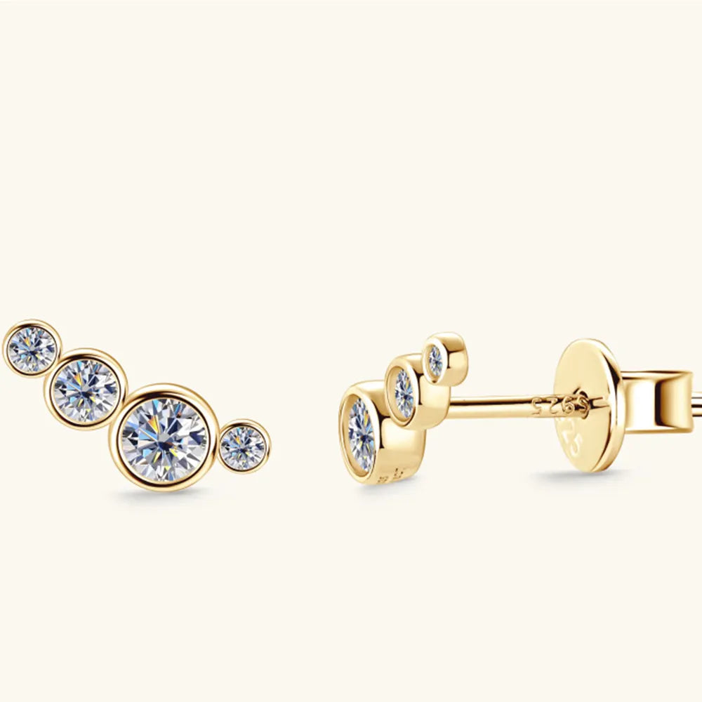 Moissanite Sterling Silver Stud Earring – 9.4 mm, Single