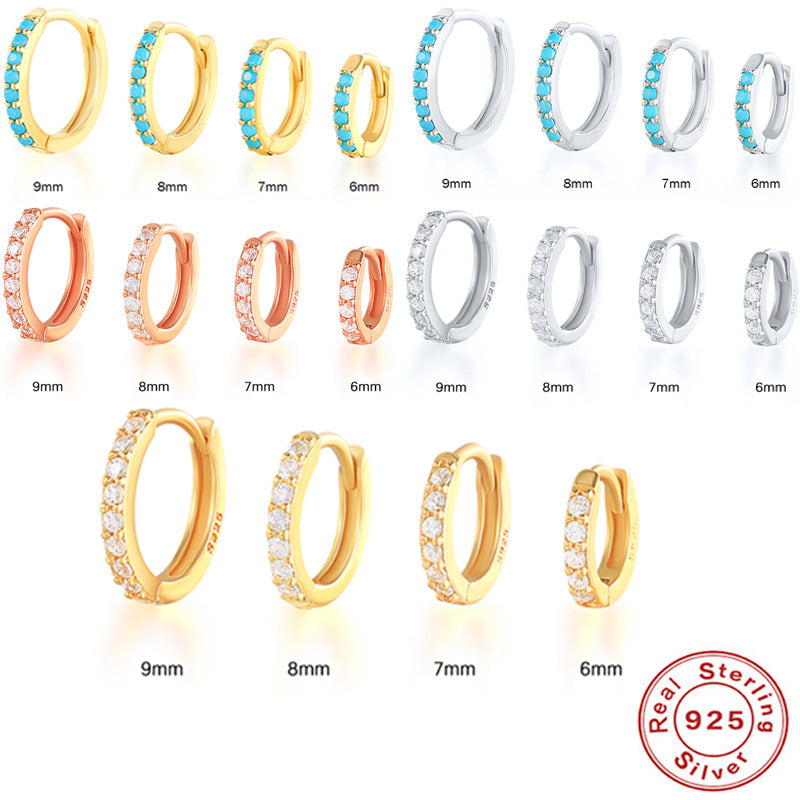 Round Stud Earrings in 925 Sterling Silver – Multiple Colors & Sizes