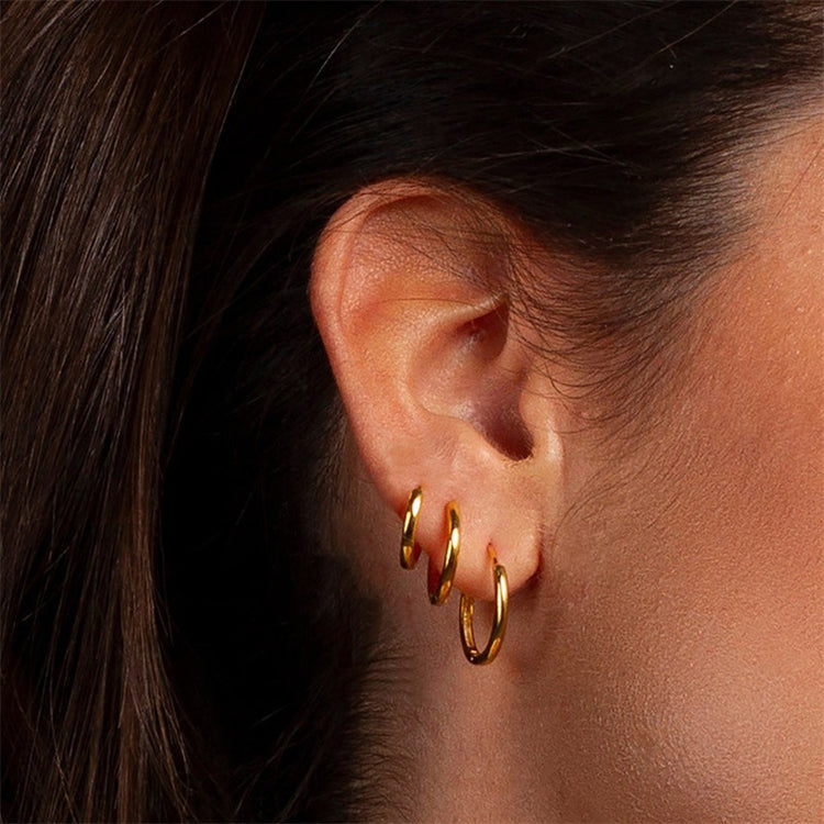 Stainless Steel Circle Earrings – Set of 3 Pairs