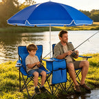 Double Camping Loveseat with Canopy – 600 lb Capacity, Cup Holders & Side Table, Foldable Outdoor Chair for Beach & Park
