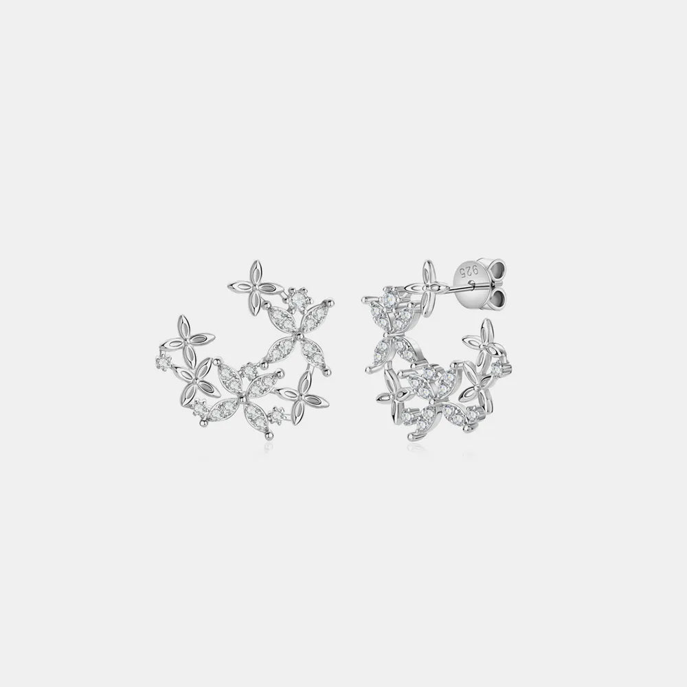 Lucky Clover Moissanite Earrings in 925 Sterling Silver
