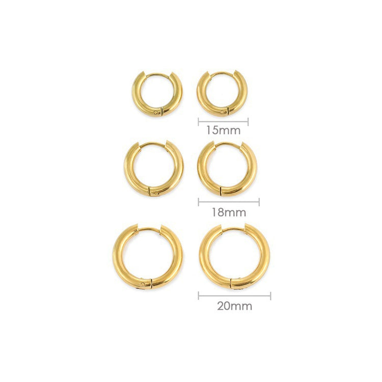 Stainless Steel Circle Earrings – Set of 3 Pairs