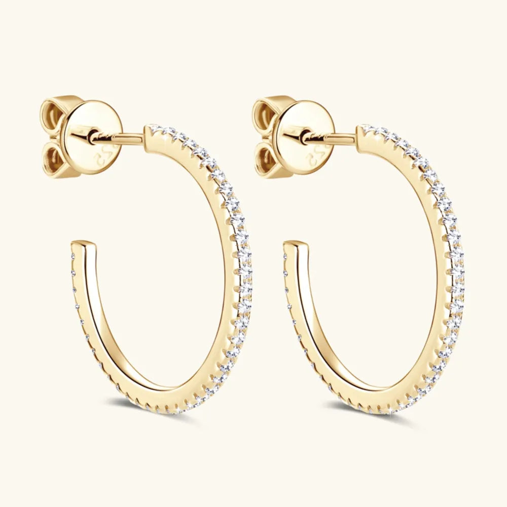 Moissanite Sterling Silver C-Hoop Earring – 19.3 mm, Single