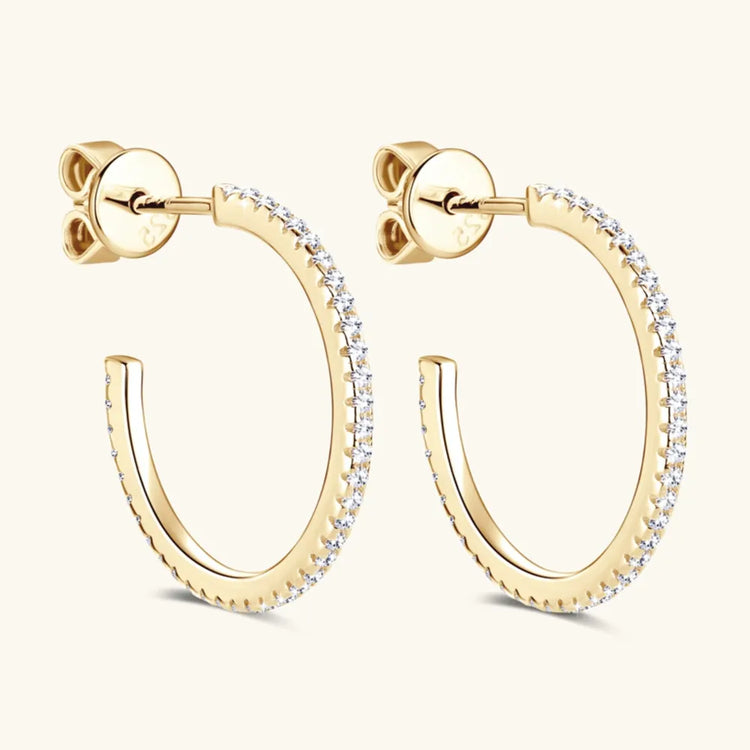 Moissanite Sterling Silver C-Hoop Earring – 19.3 mm, Single