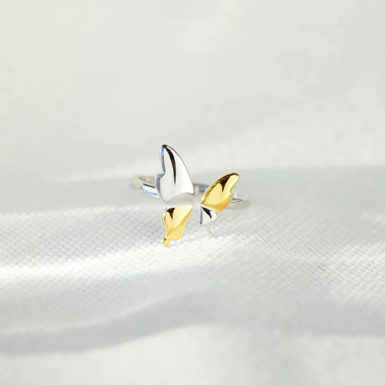 Adjustable Butterfly Ring in 925 Sterling Silver – Gold Tone