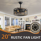 20-Inch Black Caged Ceiling Fan with Lights & Remote