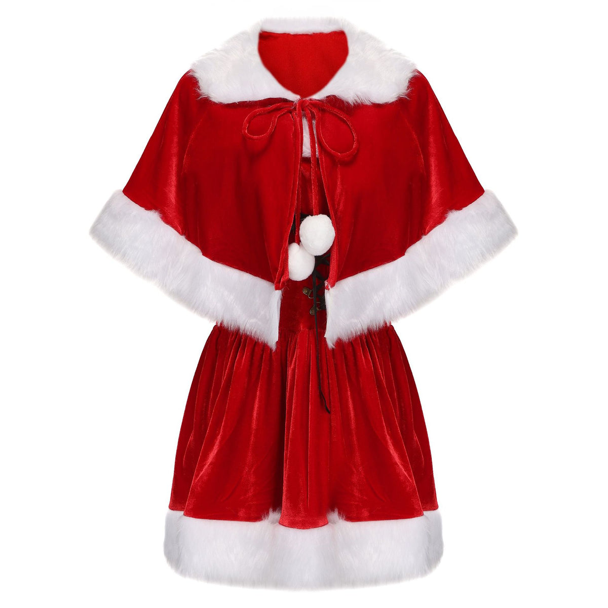 Women's Christmas Elf Costume – Dress, Shawl & Hat