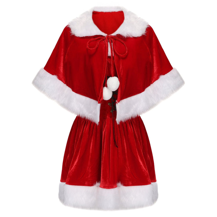 Women's Christmas Elf Costume – Dress, Shawl & Hat