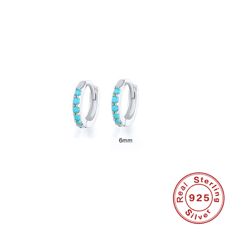 Round Stud Earrings in 925 Sterling Silver – Multiple Colors & Sizes
