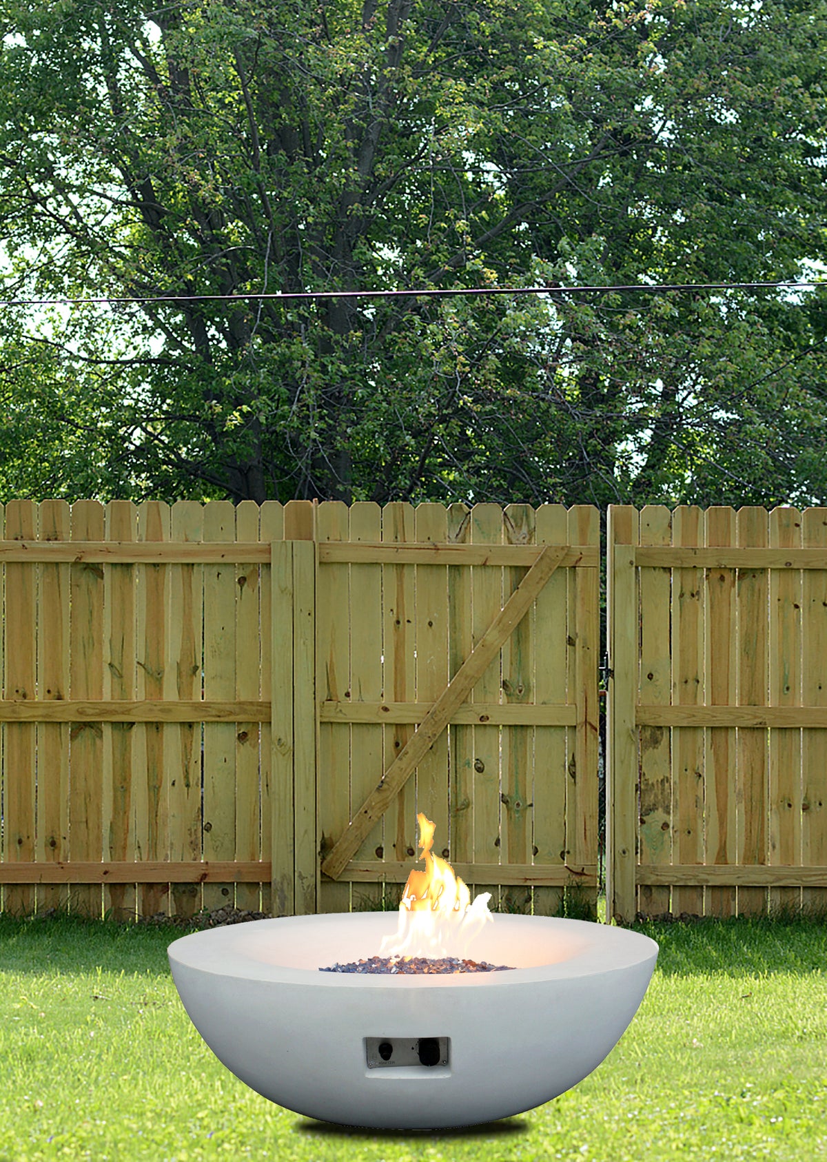 42-Inch Concrete Propane Fire Pit Bowl, Antique White