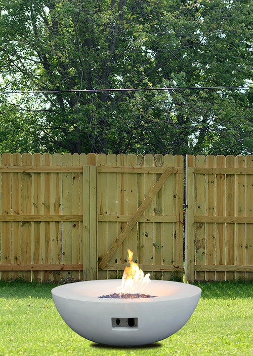 42-Inch Concrete Propane Fire Pit Bowl, Antique White