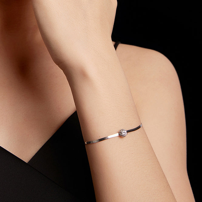 Moissanite & Zircon Flower Bracelet in 925 Sterling Silver