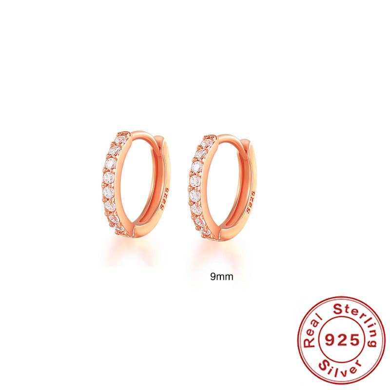 Round Stud Earrings in 925 Sterling Silver – Multiple Colors & Sizes