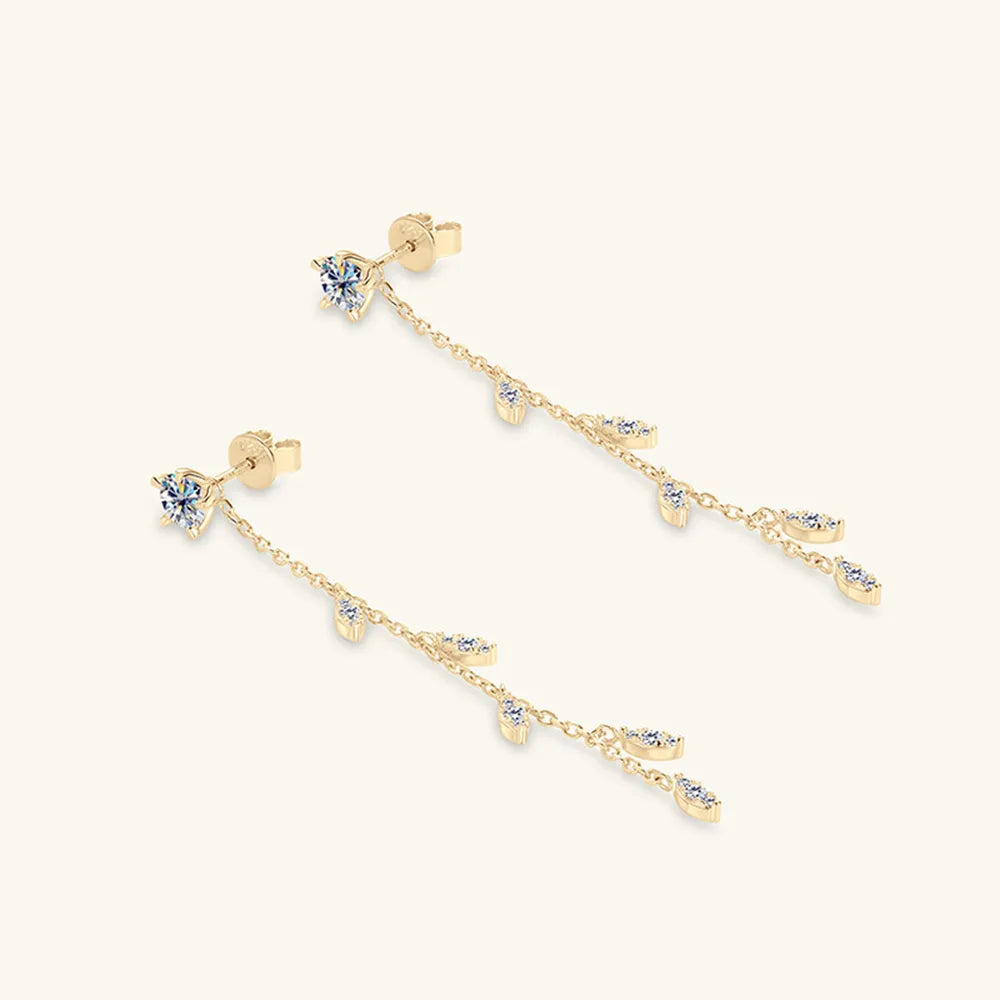 1.38-Carat Moissanite Sterling Silver Leaf Earrings – 65 mm