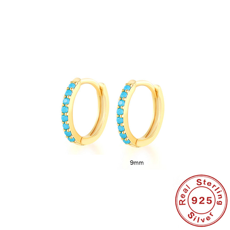 Round Stud Earrings in 925 Sterling Silver – Multiple Colors & Sizes