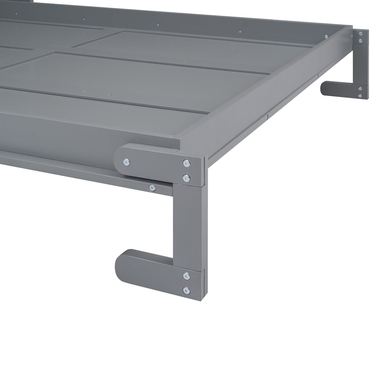 Queen Size Murphy Bed with Fold-Down Desk Shelf, Gray