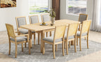TOPMAX Extendable 84" Dining Table Set with 8 Upholstered Chairs, 9-Piece, Beige Brown