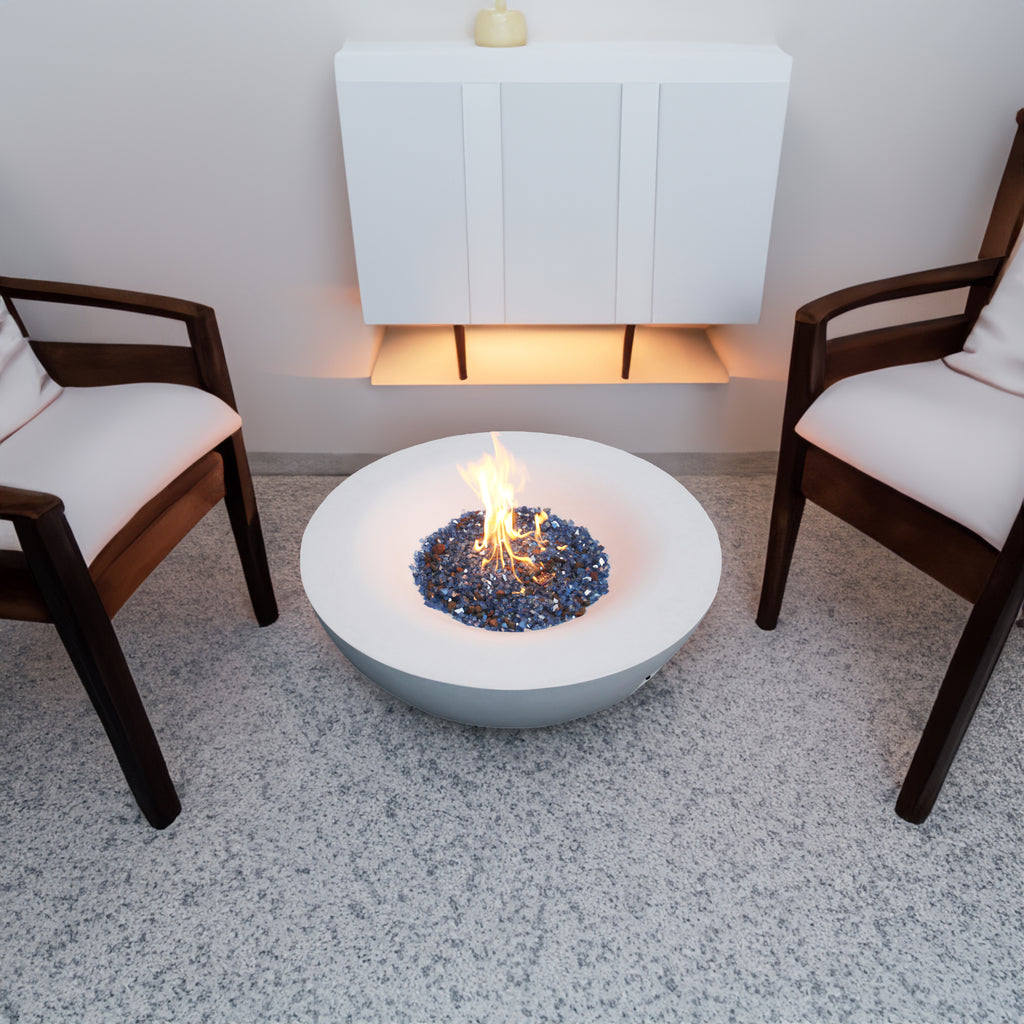 42-Inch Concrete Propane Fire Pit Bowl, Antique White