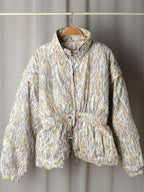 New Women's Color Print Jacket Coat Ladies Detachable Long Sleeve Slim Waist Zipper Outwear Fashion for Autumn Winter