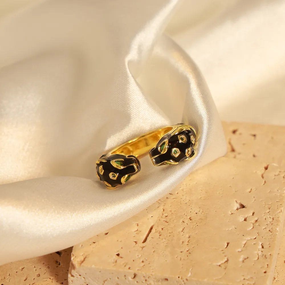 Panther-Inspired Copper Open Ring – Gold Tone
