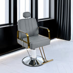 Advanced reclining hair salon chair with heavy-duty hydraulic pump, 360 ° rotation, maximum weight capacity of 400 pounds, Gray
