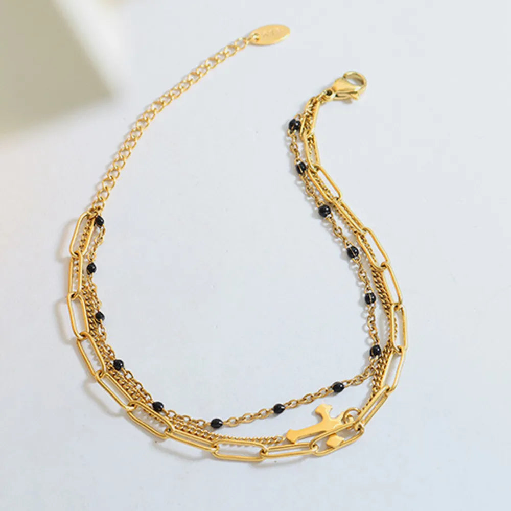 Three-Layer Titanium Steel Bracelet – Silver, Gold or Rose Gold